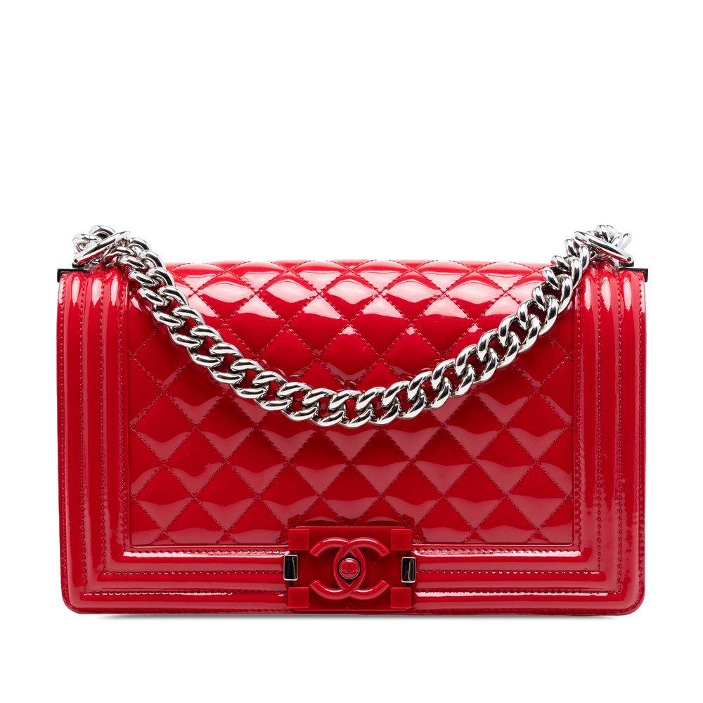 Pre-Loved Chanel Old Medium Quilted Patent Acrylic Boy Flap